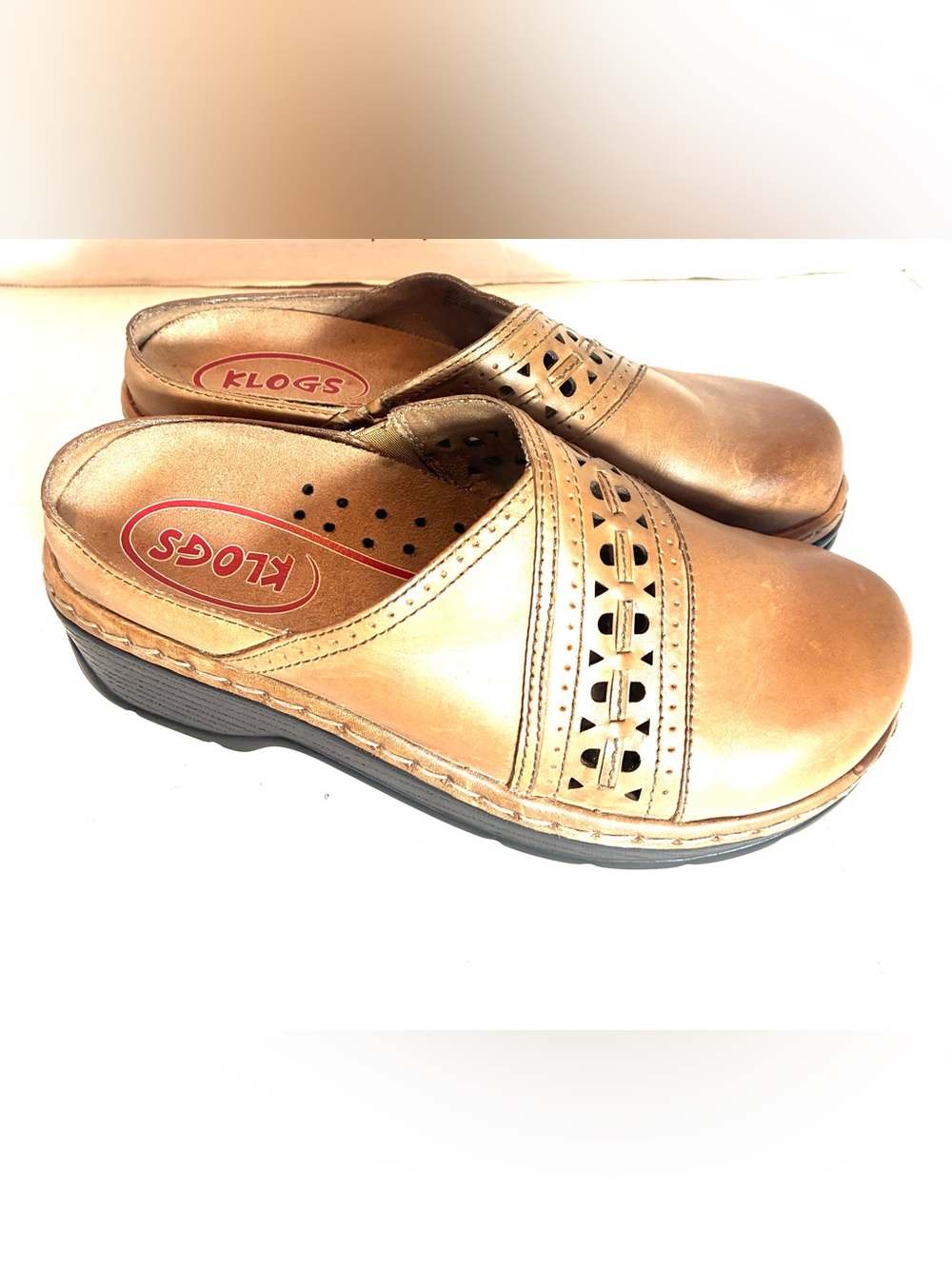 KLOGS Syracuse Brown Leather Platform Comfort Clogs Women’s Size 8M
